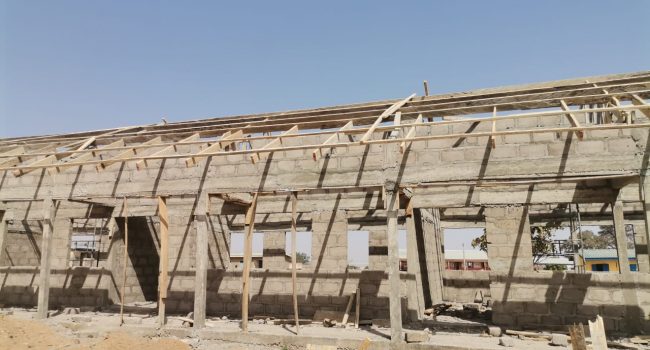 Work in progress on the Six-unit Classroom block with Ancillary facilities commissioned two (2) months ago at the English and Arabic Primary School. Work in progress on the Six-unit Classroom block with Ancillary facilities commissioned two (2) months ago at the English and Arabic Primary School.